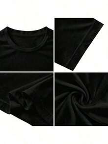 1 Piece 2026  Women's T-Shirt For Mom And Dad Birthday Party, Round Neck, Short Sleeve, Polyester Fabric, Modern For Everyday Wear - Loose Fit 100% Soft Cotton T-Shirt - 黑色 - 查看 4