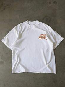 Men's Disney Cars Tow Mater Tee, Retro Racing Print, Loose & Comfortable, Stylish Casual. - 白色 - 查看 4