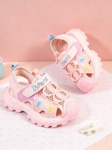 1双新款儿童包头凉鞋,男女童夏季时尚防滑轻便运动沙滩鞋 - 粉色 - 查看 8