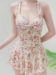 Traje de baño conservador de mujer con falda, cubre el vientre y estiliza, nueva moda de traje de baño de verano 2024 para vacaciones en la playa, color negro - Multicolor 2 - Ver 4