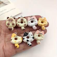 7/14pcs Cute Cartoon Cat Animal Pendant, Resin Charm, Cartoon Cat With Long Tail Design, Jewelry Making Supplies, Adorable Resin Hanging Decor, DIY Earring Materials - Random Mix - Multicolor - View 11