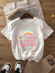 Camiseta estampada con temática del Día de las Elecciones, top casual de manga corta y cuello redondo, ropa de mujer para primavera/verano - Tela ligera y suave - Negro - Ver 6