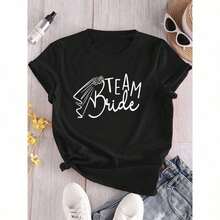 1 pieza de camiseta casual diaria para mujer, talla grande 0XL-5XL, 180g, con estampado de letras clásicas y cuello redondo clásico, es una camiseta deportiva para mujer, hecha de material cómodo y agradable para la piel, adecuada para el estilo casual de calle de verano, 100% algodón. - Negro - Ver 2