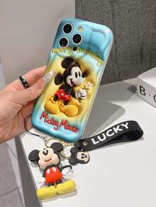 Disney Mickey Mouse Phone Case With Mickey Charm And Lanyard - Cute Mickey Protective Case With "Happy Birthday" Quote And Gradient Background Design, Equipped With Delicate Mickey Decorative Lanyard And Beaded Bracelet For Easy Carrying, Compatible With IPhone 17, 16, 15, 14, 13, 12, 11 Pro Series, Ideal For Birthdays, Holidays, Anniversaries, Graduation Gifts, Or Any Special Occasion To Surprise Family, Friends, Classmates, And Loved Ones. - 白色 - 查看 4