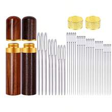 Blind Needle Stainless Steel Sewing Sewing Tools Pins Cylinder Embroidery Knitting Needles Container Storage Boxes - C-Brown - View 1