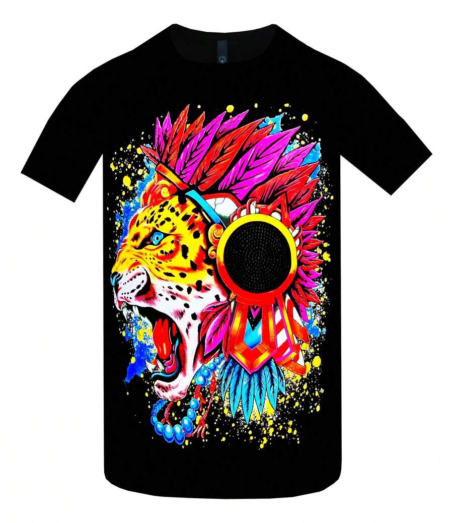 Fluorescent T-Shirt Neon Effect Under Black Light - 白色 - 查看 1