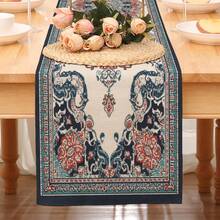 1pc Bohemian Blue Table Runner, Rectangular Polyester Tablecloth, Suitable For Dining Table, Coffee Table, Home Decor, Daily Use And Party Celebration - Blue and White - View 10