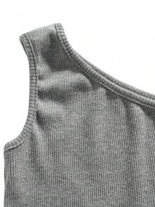Young Girls Denim Two-Piece Outfits - Light Grey - View 4