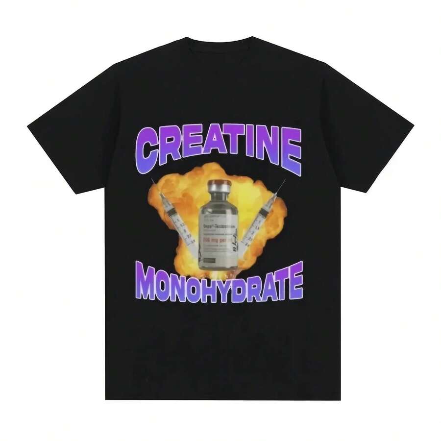 Camiseta con estampado de Creatine Monohydrate para hombre y mujer, ropa de moda Vintage, de manga corta, de gran tamaño, divertida, Meme, 62432 - forma - Ver 1
