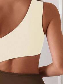 Swim 1 pieza Traje de baño de una pieza para mujer con diseño calado y fruncido en color liso - Marrón 2 - Ver 4