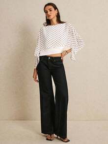 uello chal marrón para mujer, blusas elegantes para mujer, blusas casuales para mujer, apropiada para uso diario, salir, ir y venir en otoño/invierno, blusa de manga de murciélago, blusa marrón café, blusa marrón oscuro - Blanco 2 - Ver 7