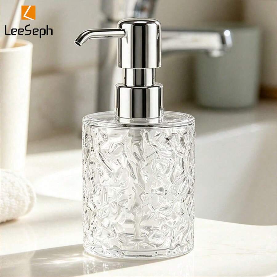 Chai nhựa trong suốt có vòi bơm, dung tích 300ml/10oz, 400ml/13.5oz, đầu bơm màu bạc, thích hợp đựng xà phòng lỏng, kem dưỡng da, dùng trong nhà bếp và phòng tắm. - Máy phân phối xà phòng - Xem 1