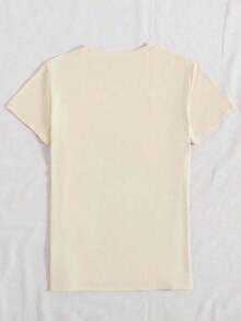 1 Pieza de Moda Casual para Hombres y Mujeres DEAR MOLLY Camiseta de Manga Corta con Cuello Redondo y Estampado de Playa de Verano, Adecuada para Fiestas, Reuniones y Varias Ocasiones, Para Todas las Temporadas, Un Regalo Ideal para Mamá, Casual para Vacaciones, Blanca, Versátil, fácil de combinar, adecuada para uso diario, estilo urbano, ropa de vacaciones, ropa de fin de semana. - Albaricoque - Ver 5