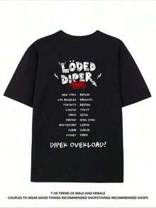 Camisetas Casuales Unisex Premium y Lindas   Camisetas Unisex Lindas y Casuales, Tela Premium   Impresión a Doble Cara LODED DIPER   Camiseta Casual de Algodón con Estampado para Hombre, 100% Algodón, Camiseta de Cuello Redondo Unisex   Camisetas Casuales de Manga Corta para Verano, para Hombres y Mujeres - Negro - Ver 2