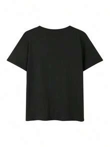 Short-Sleeved T-Shirt With American Retro Design, Unique Design, Slim Fit, Casual Style, Black Color. - 黑色 - 查看 5