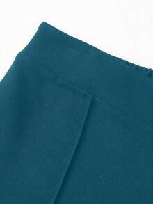 Pantalones anchos de cintura alta de unicolor de uso casual para mujeres - verde menta - Ver 5