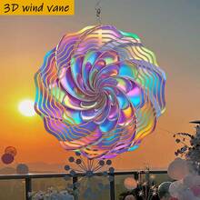 1pc 3D Colorful Swirl Pattern Decor, Resembles Blooming Floral Petals. 10in*10in With Rotating Hook, 360° DIY Creative Windmill Hanging Decoration (Pendant Not Included), Random Style - A - View 7
