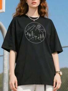 Comfortable1 camiseta Sunrise-Mountain-Nature-Hiking-Camping-Outdoors-Mountains, 210g, 100% algodón, los diseños están impresos. Unisexo. Camiseta de manga corta holgada y versátil para mujer. - Blanco - Ver 9