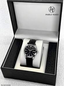 PABLO RAEZ 1 buc ceas casual negru pentru bărbați, original, lux, bijuterie argintie, colorat, din oțel inoxidabil, vintage șarmant, rezistent la apă 50M, cu brățară din piele PU moale și lanț, luminescent, cu calendar cu dată, ceas quartz de înaltă calitate AAA, brand popular de top, nou, metalic, fashion casual, pentru costum, cu cifre arabe, de business high-end, pentru studenți, cadou pentru profesor, tată sau prieten, pentru petrecere, decor, zi de naștere, absolvire și nuntă - Argint - Vizualizare 2