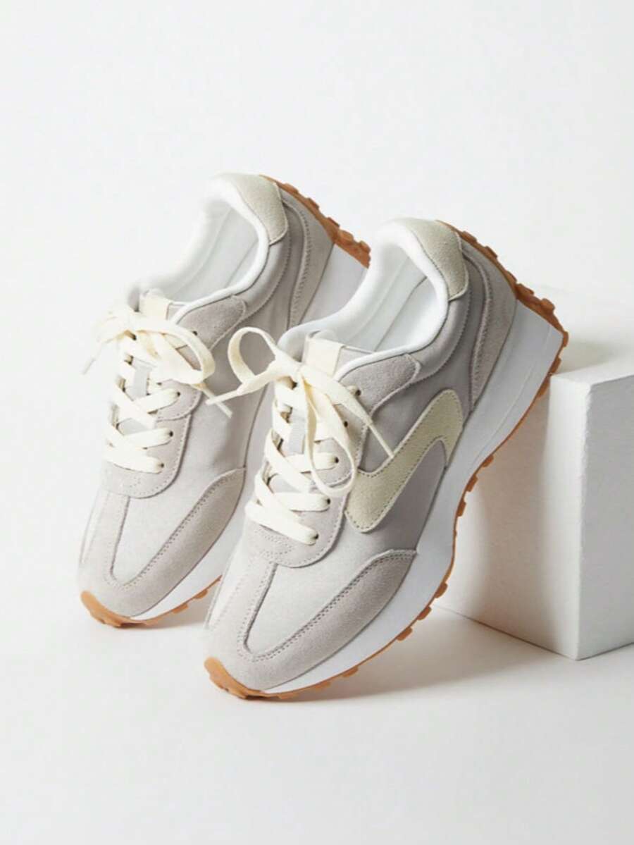 Women Benny Platform Sneaker Lace-Up Casual Sneakers Outdoor Comfort Walking Shoes - 淺灰色 - 查看 1
