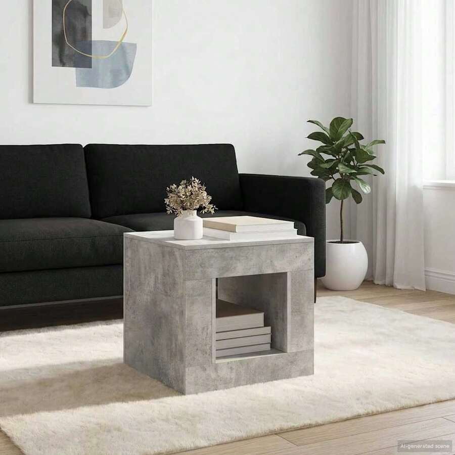 vidaXL Concrete Grey Living Room, Study, Cafe, Garden, Pool Area, Beach, Coffee Table, Side Table, Easy To Assemble, Home Accessories For Furniture. - Grey - View 1