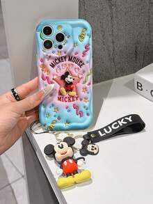 Disney Mickey Mouse Phone Case With Mickey Charm And Lanyard - Cute Mickey Protective Case With Confetti And Starry Background Design, Equipped With Delicate Mickey Decorative Lanyard And Beaded Bracelet For Easy Carrying, Compatible With IPhone 17, 16, 15, 14, 13, 12, 11 Pro Series, Ideal For Birthdays, Holidays, Anniversaries, Graduation Gifts, Or Any Special Occasion To Surprise Family, Friends, Classmates, And Loved Ones. - 白色 - 查看 3