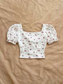 Estilo bohemio, floral romántico, estilo de vacaciones, blusas con estampado floral con temática del 4 de julio, blusas de vacaciones, blusas con cuentas, blusas de fiesta, blusas de tirantes, blusas cortas con temática del 4 de julio para mujeres, - Rosa - Ver 2