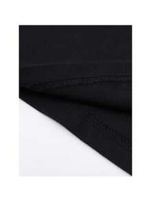 Women's T-Shirts, Men's Black Cotton Crew Neck T-Shirt, Fashion Print Short Sleeve Casual Top, Soft And Breathable Street Style Tee For Spring And Summer Daily Wear. - Black - View 3