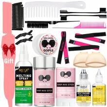 Goiple Waterproof Lace Glue Kit Wig Lace Bond Melting Spray Extra Hold For Lace Front Glueless Adhesive,Includes Lace Melting And Holding Spray,Wig Glue,Adhesive Remover,Rat Tail Comb,  Double Sided Brush,Eyebrow Trimmer,Elastic Hair Band,HD Wig Caps - 19 món - Bộ lắp tóc giả - Xem 12