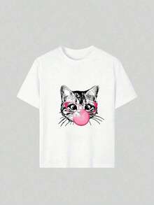 [Camiseta Gráfica] 100% Algodón, Camiseta de Manga Corta con Cuello Redondo y Estampado Novedoso "Break The System" para Chicas Adolescentes, Estilo Casual para Verano. Camiseta de Cuello Redondo y Corte Holgado, Tallas S-7XL, para Todo Tipo de Cuerpo, Camisetas de Primavera, Camisas de Verano, Camisetas de Manga Corta de Otoño. Transpirable y cómoda. - Blanco - Ver 8