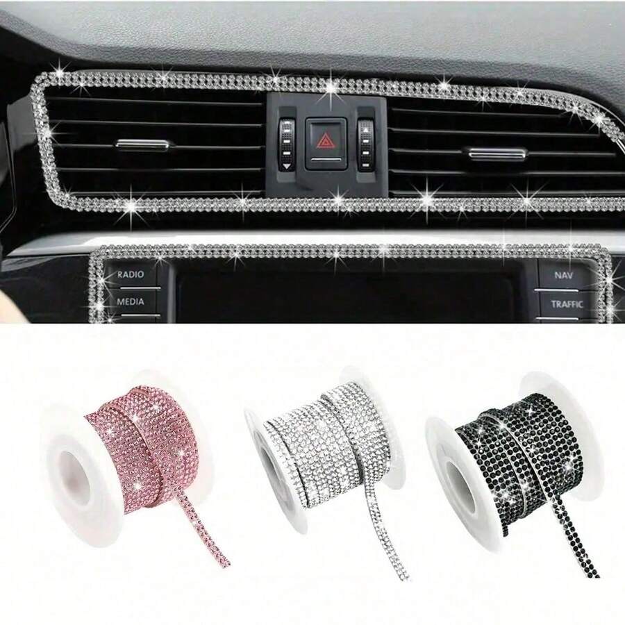 5m/Roll DIY Rhinestone Strip, Suitable For Car Crystal Diamond Decoration, Car Diamond Decoration, Self-Adhesive Diamond Crafts DIY Rhinestone Strip.