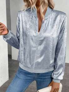Chaqueta gris con mangas largas y lentejuelas Keke Bloomly, ligera, Chaquetas de punto para mujer, Chaquetas de punto ligeras para mujer, Atuendos de campo para mujer, Ropa vintage para mujer, Ropa de primavera para festivales y vacaciones - Azul - Ver 6