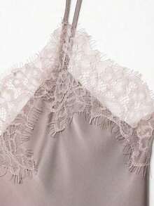 Nuevo Top de estilo lencería con decoración de encaje de moda europea para mujer, estilo veraniego - púrpura rosado - Ver 8