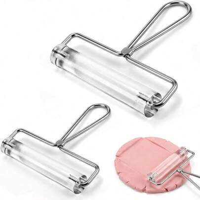 1pc/2 Pcs Acrylic Clay Roller 4 And 6 Inch Clear Clay Rolling Pin And Stamping Tools With Steel Handle For DIY Handmade Printing Crafts Dough Fondant Art Supplies