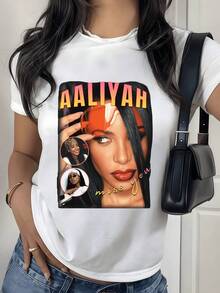 Retrato artístico con tonos cálidos que representa fuerza femenina y confianza moderna en equilibrio con elegancia urbana camiseta de mujer casual cómoda para uso diario - Blanco - Ver 8
