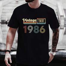 Camiseta informal divertida Vintage para hombre, regalo de 40 cumpleaños de 1986, 40 años, cinta de casete estampada, camisetas de manga corta para hombre - forma - Ver 1