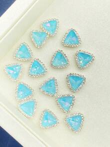 10pcs/Pack Triangle Mocha Rhinestone DIY Sewing Decor Accessories For Clothing, Shoes, Bags, Hair Accessories - Light Blue - View 16
