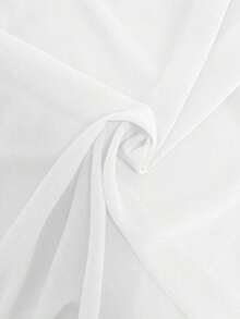 Blusa casual con cuello en V, mangas con volantes y pétalos - Blanco - Ver 4