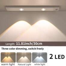 1pc Modern LED Cabinet Light, Motion Sensor LED Cabinet Light, Motion Sensor Bar Light, Cat Eye Small Mountain Light Effect, Built-In Adhesive Wireless Magnetic USB Rechargeable, 3-Color Dimmable - Suitable For Kitchen, Bedroom, Wardrobe, Display Cabinet, Home Decor Lighting, Fashionable Modern Design, Lightweight Plastic Construction, Adjustable Brightness, Home Organization, Kitchen Upgrade, Battery Capacity: 150/200/300/400/500mAh - Cat's Eye Cabinet Light - View 20