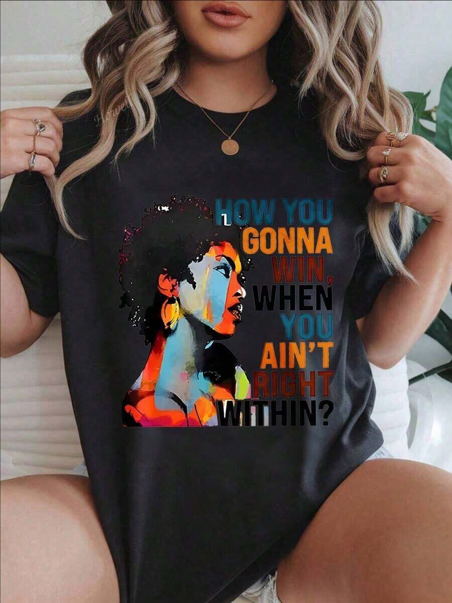 ¿Cómo vas a ganar si no tienes razón? Camiseta casual con estampado de moda para mujer, adecuada para todas las estaciones.
Negro - Negro - Ver 1