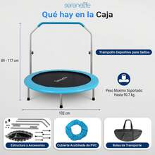 SereneLife Portable And Foldable Trampoline - 36" Rebounder For Home Use, Body Exercise And Fitness - Updated Version - SLSPT365 MUVR - Celeste-102cm - View 7