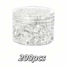 200枚/盒，盒装透明图钉，采用优质光滑透明塑料头和锋利防锈高强度钢针制成，简约隐形设计，不破坏墙面装饰，多功能用途，可用于固定公告板、墙面地图、照片、文件和便签，是四季日常办公、学生文具用品、教室公告板管理和春夏书房整理的理想之选。 - 預設 - 查看 8