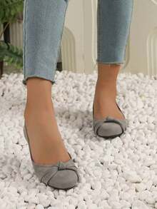 Women's Comfortable Slip-On Flats, Stylish Casual Shoes For Office Work, Outdoor Walking, Parties And Everyday Wear, Lightweight & Versatile  Plain / Plain Toe    Home - 灰色 - 查看 3