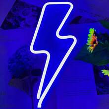 1pc Creative Dual-Color Lightning LED Neon Light, Approx. 34x13x2cm, Hanging Or Tabletop, USB/Battery Powered, Bedroom Decor Atmosphere Lamp, Versatile For Multiple Scenes - Multicolor - View 6