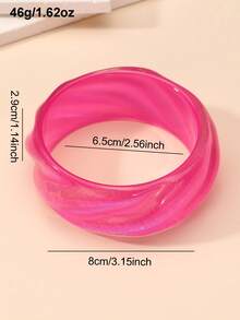 NAIZHU 1/6pcs European And American Exaggerated Asymmetrical Geometric Resin Bracelet, Suitable For Daily Wear, Dates, Parties, Vacations, Valentine's Day, Mother's Day Gifts - Hot Pink - View 11