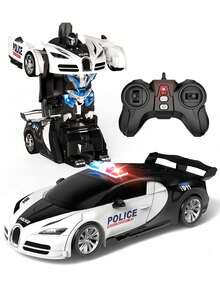 1pc One-Touch Transforming Robot Car Toy, Gesture Remote Control Car, Hand-Controlled Stunt Car, Smooth Transformation, Demo Mode, 360° Rotation Drift, Transforming Robot Car, Easy To Use, 2.4GHZ, With LED Lights, 2-In-1 Electric Racing Car Toy, Police Electric Remote Control Transforming Car For Boys, High-Speed Remote Control Car Robot - Multicolor - View 13