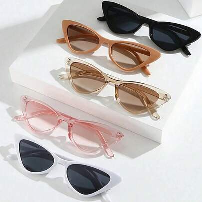 5pcs Unisex Retro Y2K Style Cat Eye Sunglasses, Suitable For Vacation, Sports, Parties, Outdoor Activities, Street Style, Fishing, Holidays, UV Protection