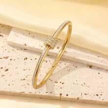 Set Perhiasan Wanita 5pcs/1pc Gelang Rhinestone Elegan Motif Daun Semanggi & Bunga Baby's Breath, Set Perhiasan Wanita - Emas - View 12
