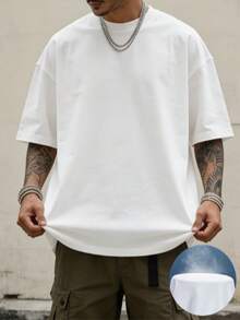 Oversized Boxy Cut Short Sleeve Jersey T Shirt Casual Crop Fit Streetwear Modern Minimalist All Season Essential Top-Comfortable Retro Cotton T-Shirt- - 白色1 - 查看 12