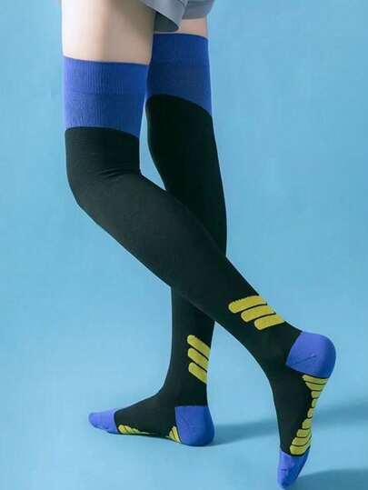 1 par de medias largas para mujer, medias de compresión deportivas profesionales de verano para pantorrilla de mujer, talla delgada, talla grande, microcompresión, absorción de sudor, adelgazamiento, fitness, running, saltar la cuerda